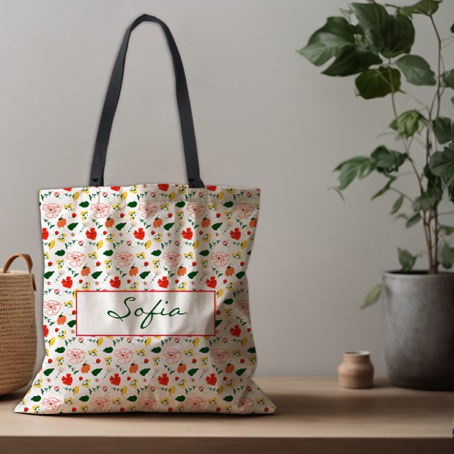 sac fourre-tout de pavot rouge fleur sauvage motif (Créateur téléchargé)