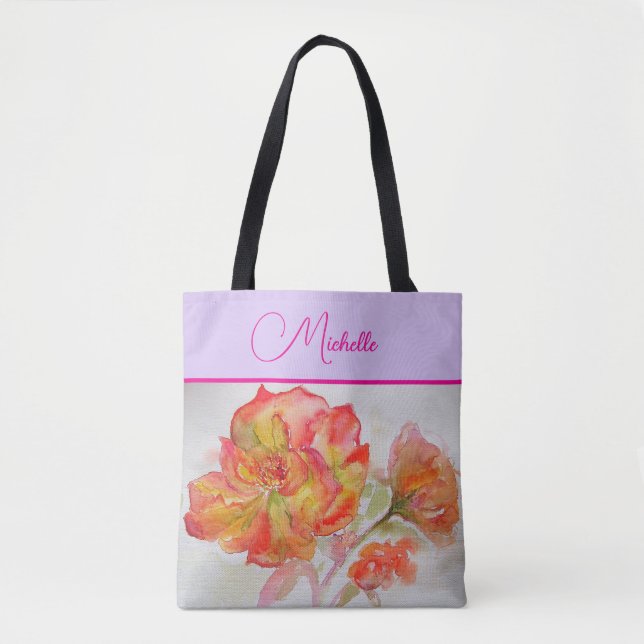 Sac fourre-tout de peinture à l'aquarelle Rose ora (Devant)