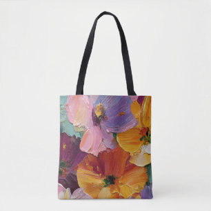 Sac fourre-tout de peinture florale impasto vibran