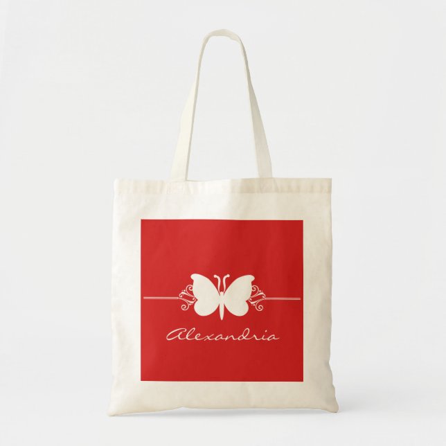 Sac fourre-tout de permules de papillon rouge fonc (Devant)
