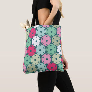Sac fourre-tout de Pickleballs rose et vert pastel