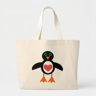 Sac fourre-tout de pingouin de coeur mignon