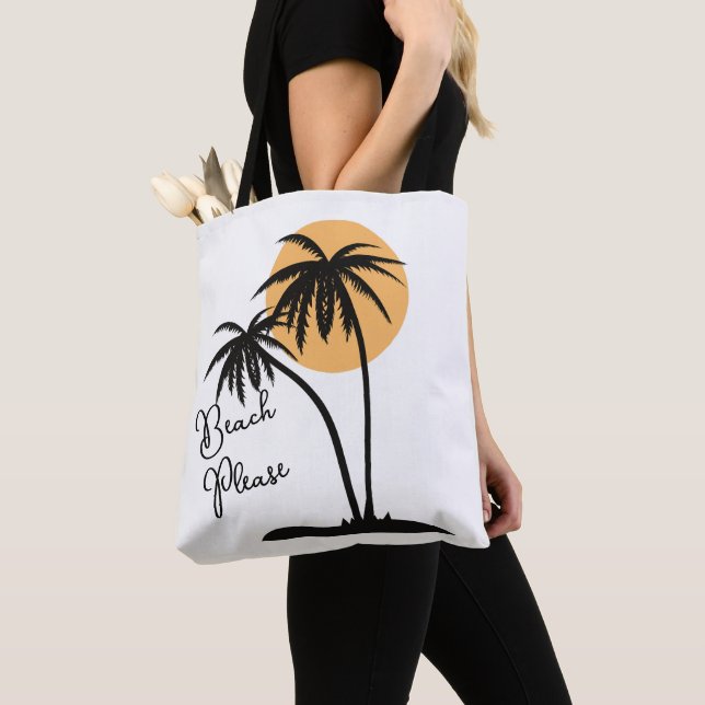 Sac fourre-tout de plage jaune blanc et noir (De près)