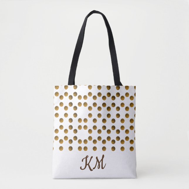 Sac fourre-tout de points d'or blanc monogramme pe (Devant)