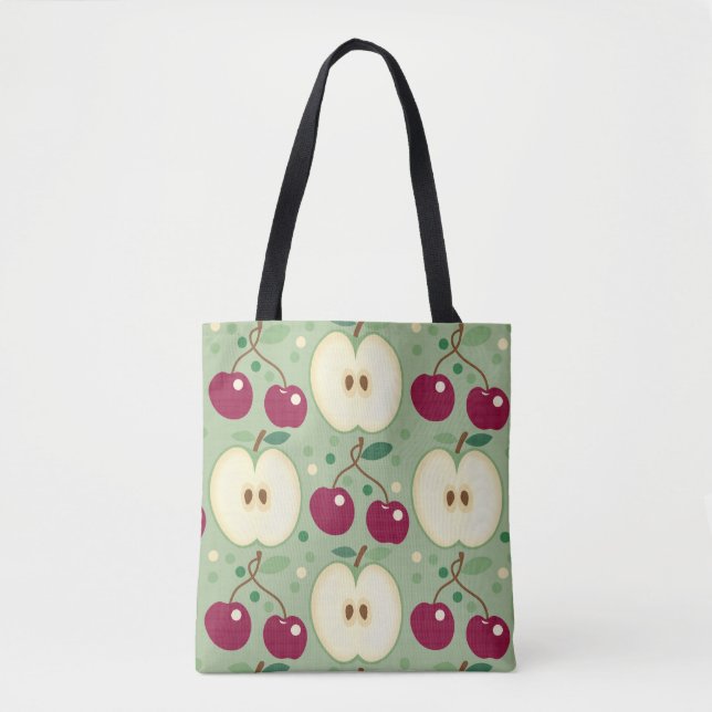 Sac fourre-tout De Pommes Vertes Et Cerises Rouges (Devant)