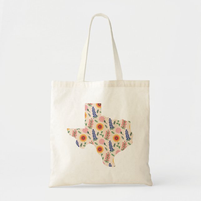 Sac fourre-tout de printemps Texas Outline Flowers (Devant)