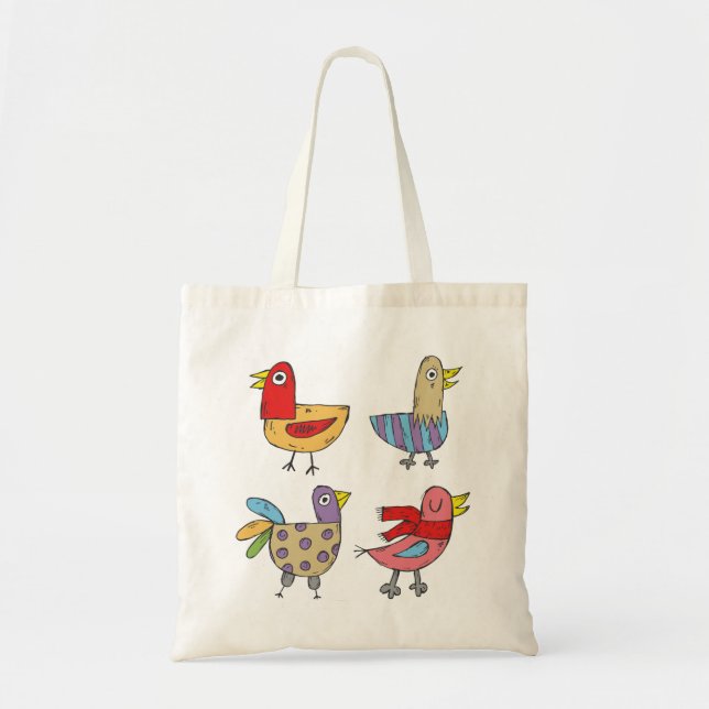 Sac fourre-tout de quatre oiseaux colorés (Devant)