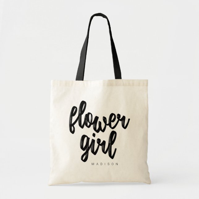 Sac fourre-tout de script noir Flower Girl - perso (Devant)