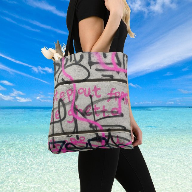 Sac fourre-tout de style graffiti urbain rose et g (Graffiti design on Shoulder Bag)