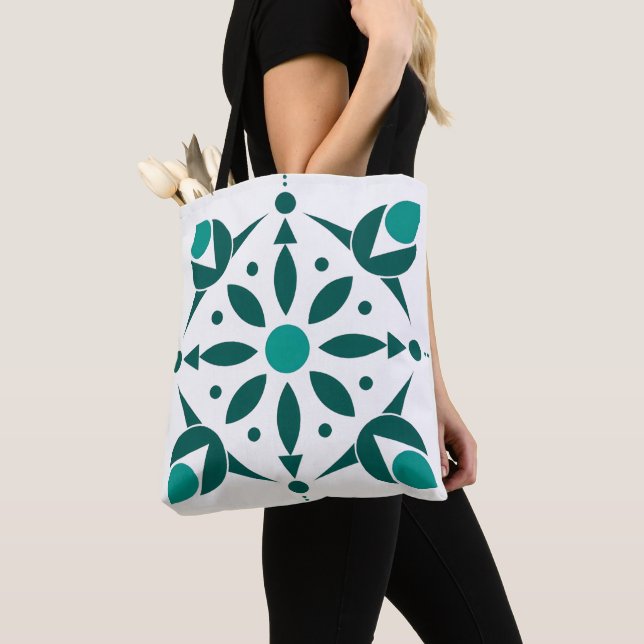 Sac fourre-tout de symétrie botanique Emerald (De près)