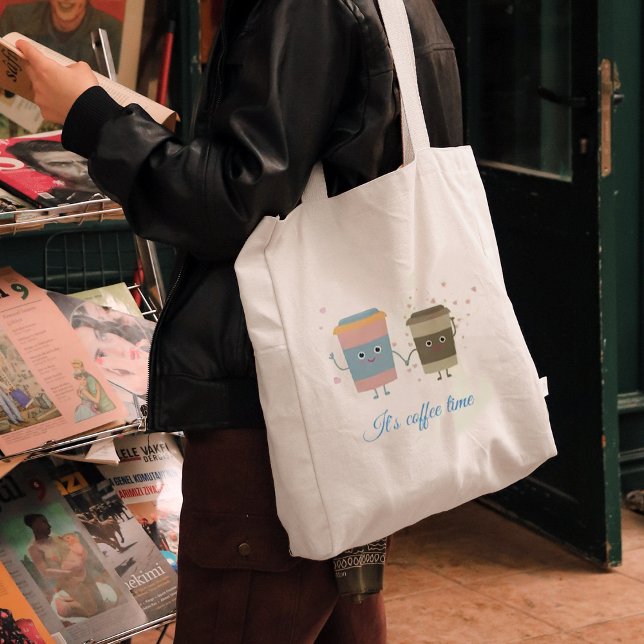 Sac fourre-tout de tasses à café en dessin (Cartoon coffee cups Tote Bag
)