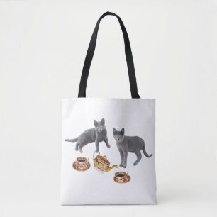 Sac fourre-tout de Tea Party pour chats gris