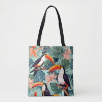 Sac fourre-tout de toile de perroquet tropical
