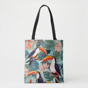 Sac fourre-tout de toile de perroquet tropical