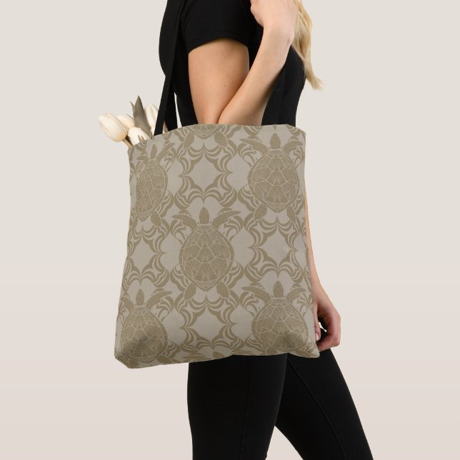 Sac fourre-tout de tortue de mer gris chaud (De près)