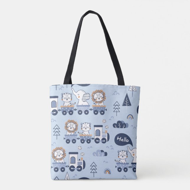 Sac fourre-tout de train animal bleu mignon - Safa (Dos)