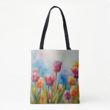 Sac fourre-tout de tulipes colorées pour le printe