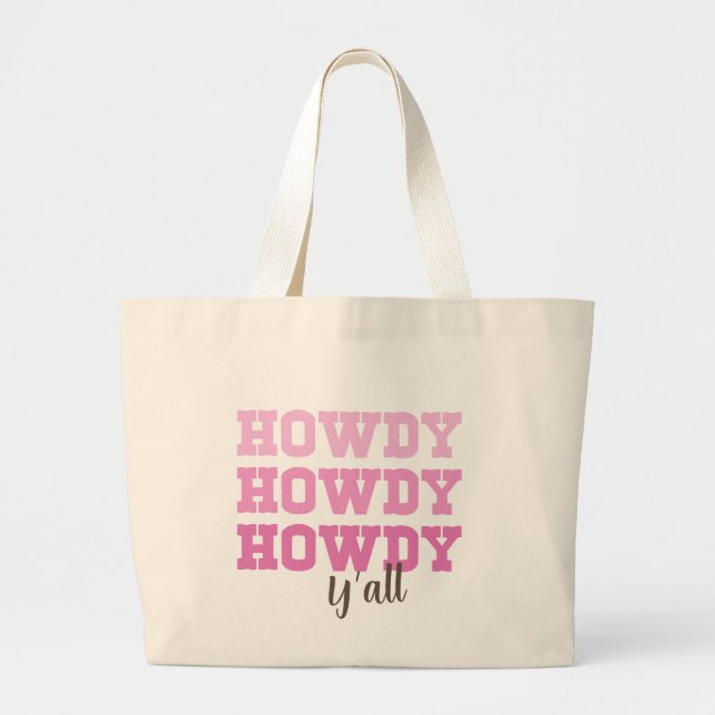 Sac fourre-tout de typographie moderne Howdy Pink (Devant)