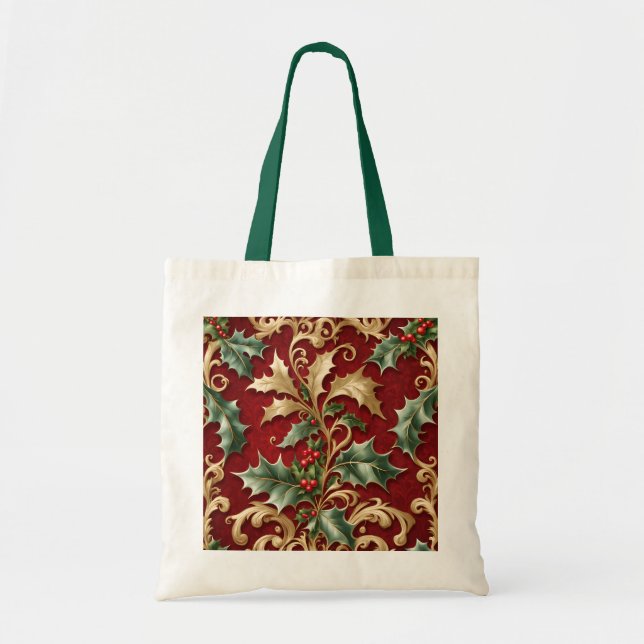 Sac fourre-tout de vacances Red Feuille Gold Green (Devant)
