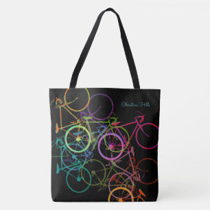 sac fourre-tout de vélo noir avec vélos colorés