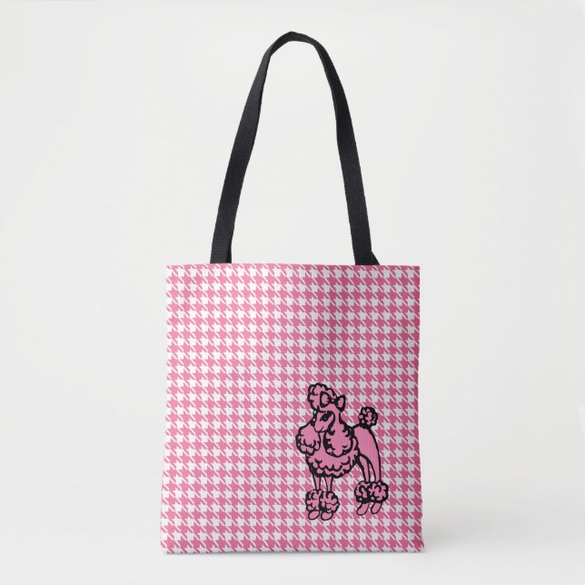 Sac fourre-tout de voyage Retro French Pink Poodle (Devant)