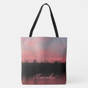 Sac fourre-tout de voyage rose et bleu