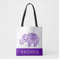 Sac fourre-tout d'éléphant à la paisley florale vi