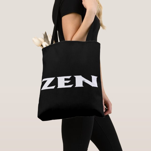 Sac fourre-tout d'épaule noir blanc zen (De près)