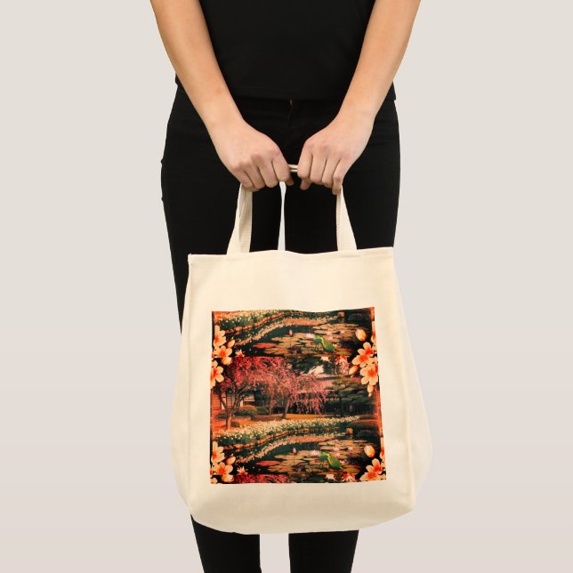 Sac fourre-tout d'épicerie florale tropicale (Devant (produit))