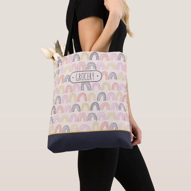 Sac fourre-tout d'épicerie Rainbow Cute Boho sur m (De près)