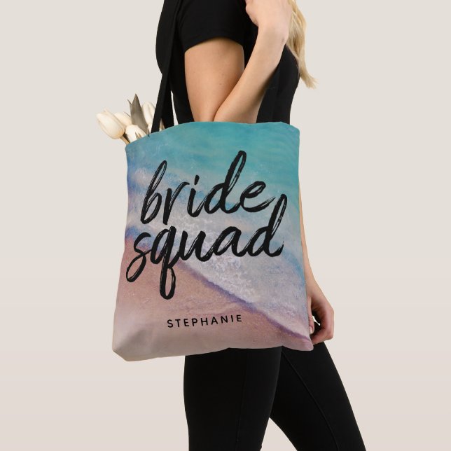 Sac fourre-tout d'équipe de mariées de plage perso (De près)