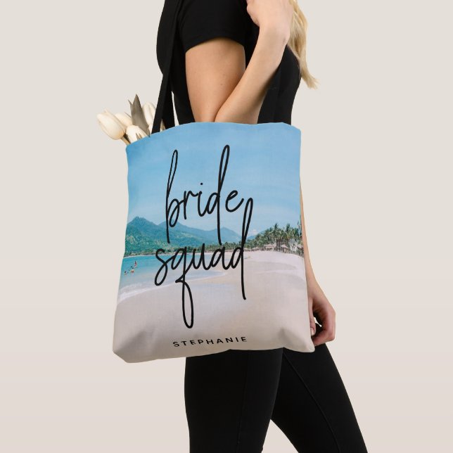 Sac fourre-tout d'équipe de mariées de plage perso (De près)