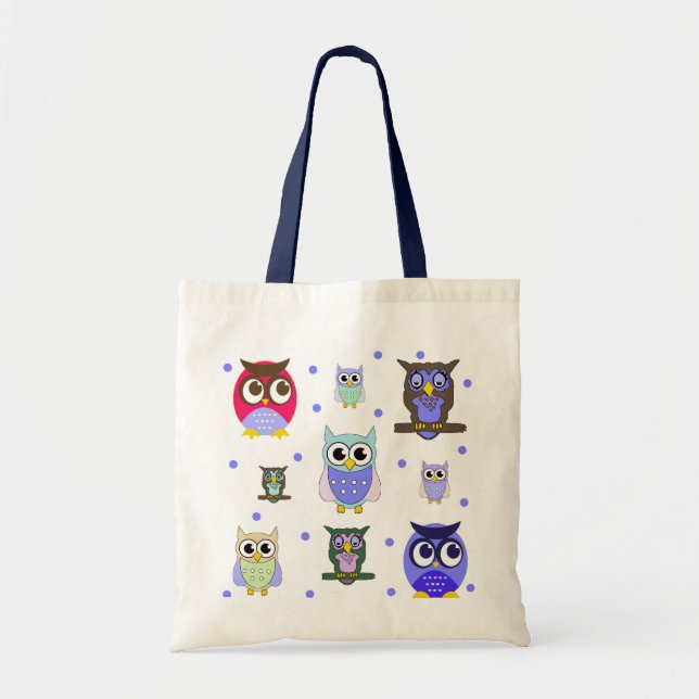 Sac fourre-tout des Chouettes colorées (Devant)