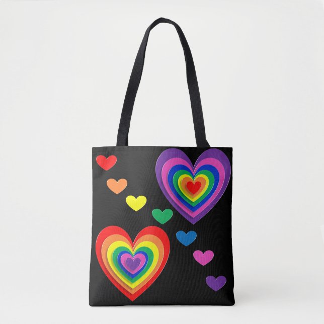 Sac fourre-tout des coeurs arc-en-ciel (Devant)