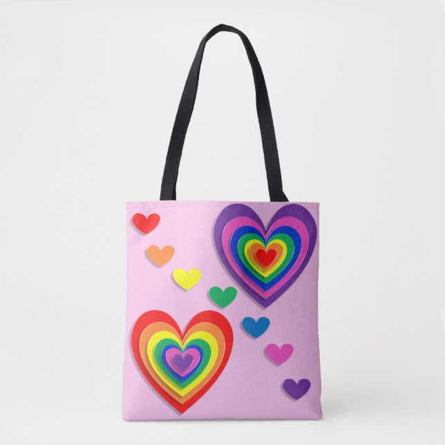 Sac fourre-tout des coeurs arc-en-ciel (Devant)