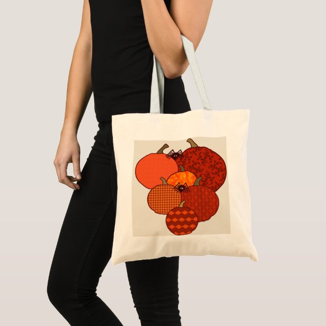 Sac fourre-tout design citrouille d'automne. (Devant (produit))