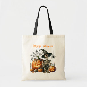 Sac fourre-tout d'Halloween Citrouilles de squelet