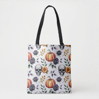 Sac fourre-tout d'Halloween floral d'automne