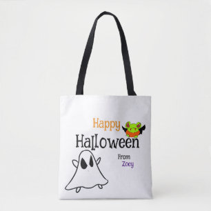 Sac fourre-tout d'Halloween joyeux avec ghostie et