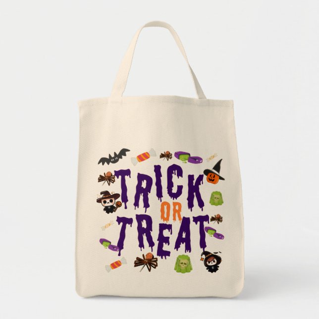 Sac fourre-tout d'Halloween - mignon et éffrayant (Devant)