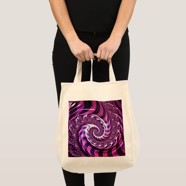 Sac fourre-tout d'illusion spirale rose et noire (Devant (produit))