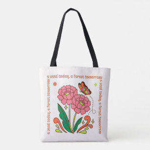 Sac fourre-tout d'illustration rose et vert Super