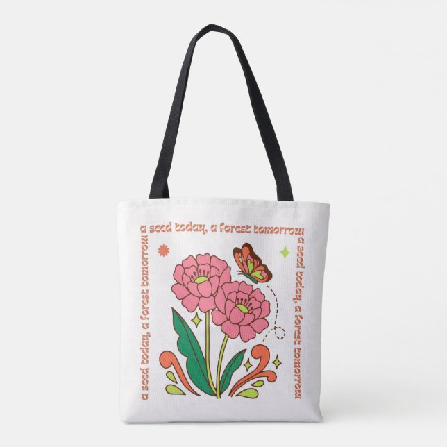 Sac fourre-tout d'illustration rose et vert Super (Dos)