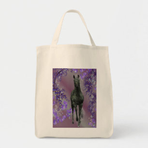 Sac fourre-tout d'Imaginaire noir Unicorn Fleurs