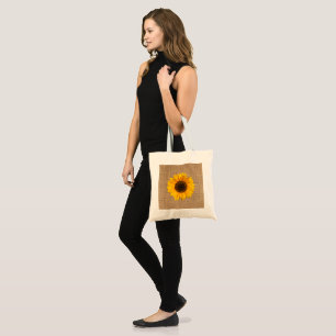 Sac fourre-tout d'impression de burlap noir tourn
