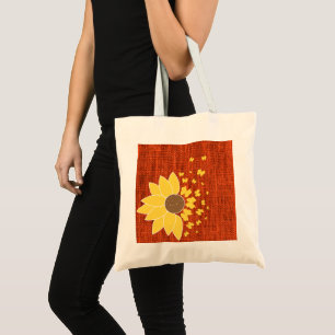 Sac fourre-tout d'impression de burlap Sunflower O