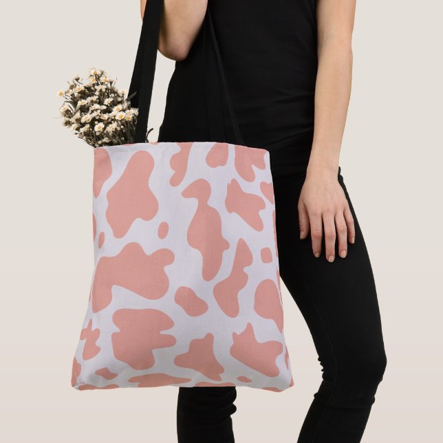 Sac fourre-tout d'impression de vache rose (De près)