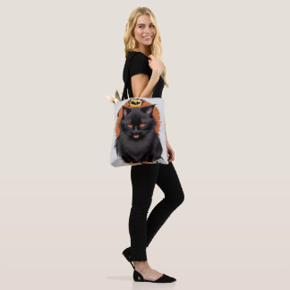 Sac fourre-tout d'impression intégrale de chat noi
