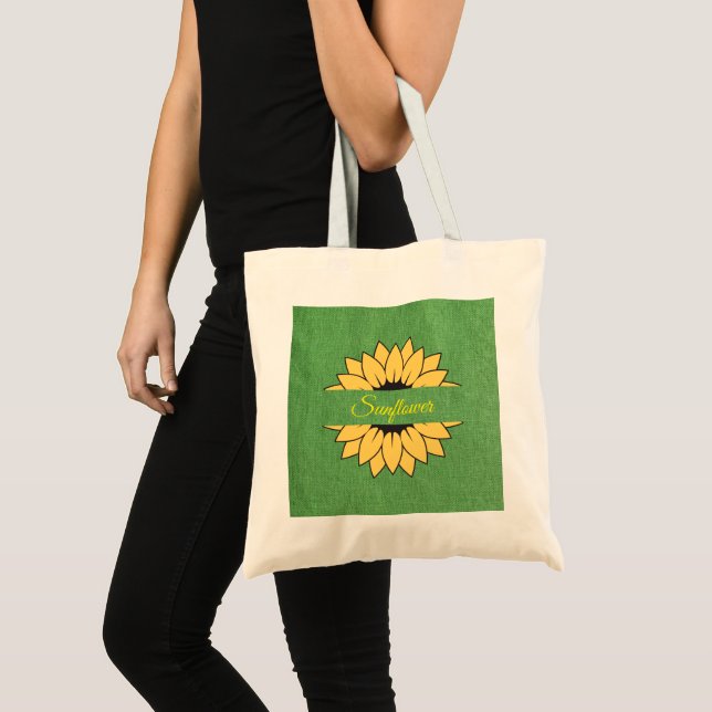 Sac fourre-tout d'impression Tournesol vert custom (Devant (produit))