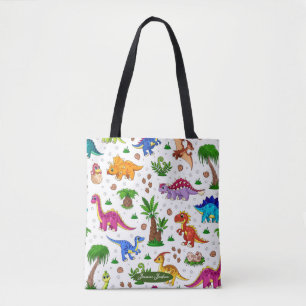 Sac fourre-tout Dinosaure Motif bleu-vert mignon